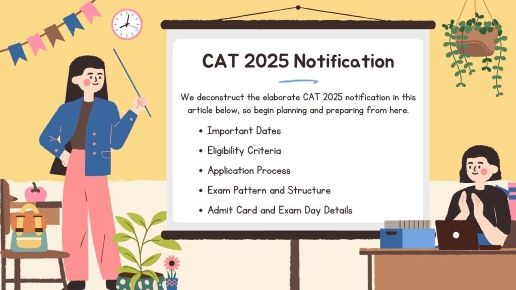 Hand-drawn exam planner for IIM entrance exam preparation 2025 with monthly goals and test dates