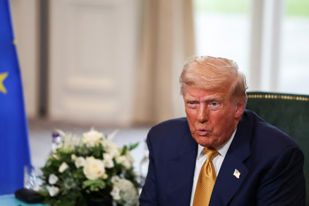 Photo of President Trump addressing reporters, reflecting the serious tone of the ultimatum (CTN). Donald Trump speaking to press after announcing ceasefire ultimatum to Russia