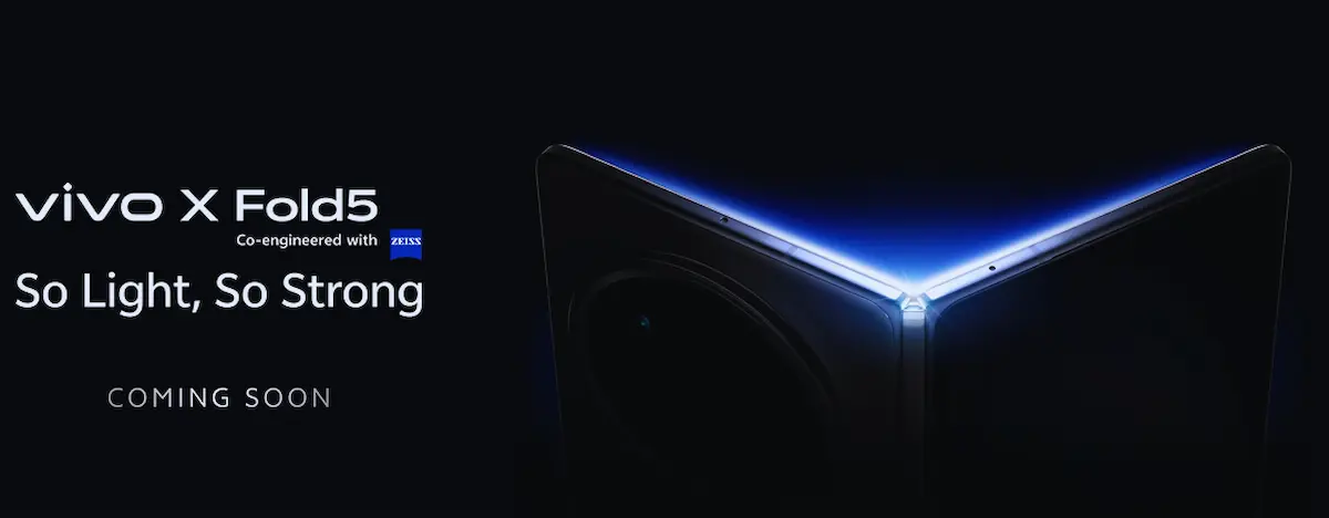The Vivo X Fold 5 is Vivo’s latest book-style foldable, now launched in India (₹1,49,999 for 16 GB + 512 GB). The Vivo X Fold 5 is Vivo’s latest book-style foldable, now launched in India (₹1,49,999 for 16 GB + 512 GB).