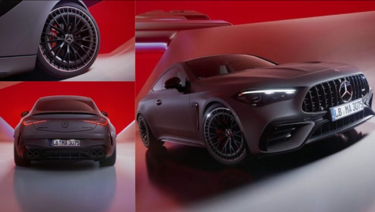 Darker ambient setting showing muscular lines, quad exhausts, and sporty rear diffuser. Darker ambient setting showing muscular lines, quad exhausts, and sporty rear diffuser.