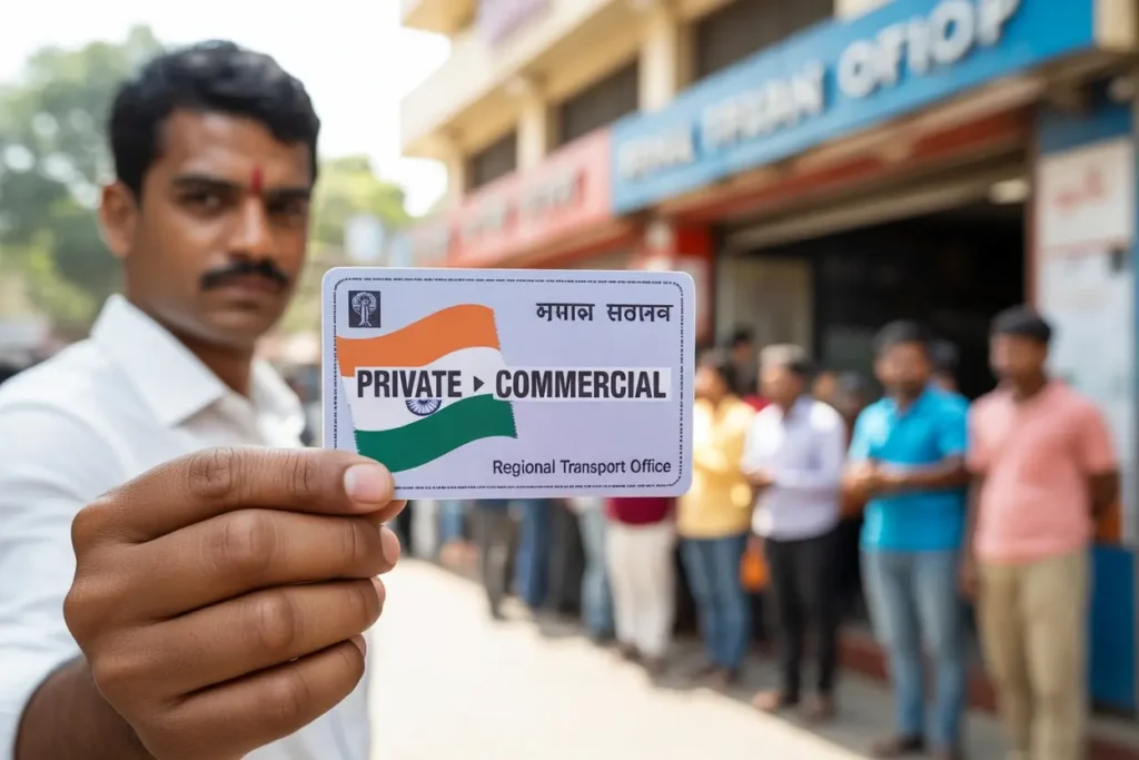 Private to commercial driving licence conversion in India – RTO process 2025 illustration