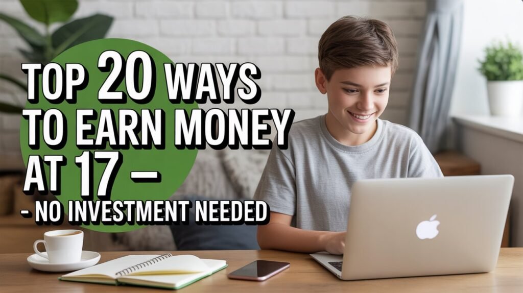 Earn money at 17 without investment: A teenager earning money online using laptop without investment
