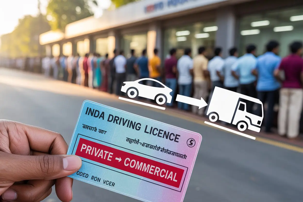 Private to commercial driving licence conversion in India Private to commercial driving licence conversion in India