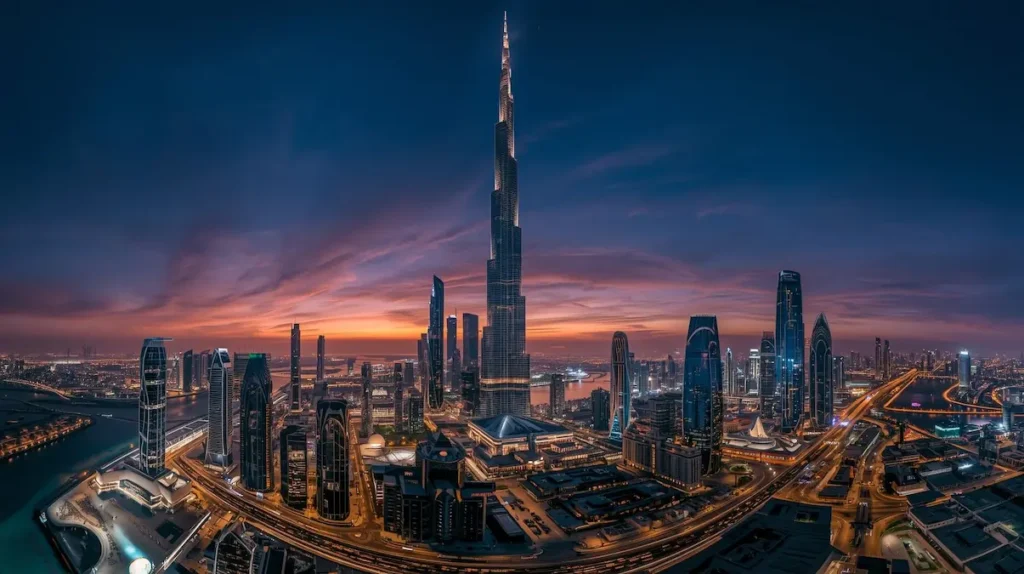 Burj Khalifa in Dubai, the world’s tallest skyscraper, dominates the city skyline