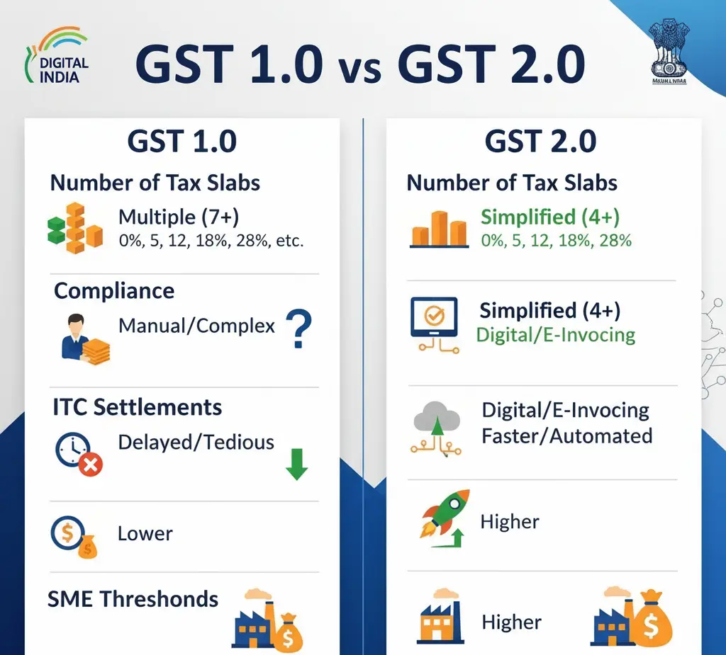 GST 1.0 vs GST 2.0
