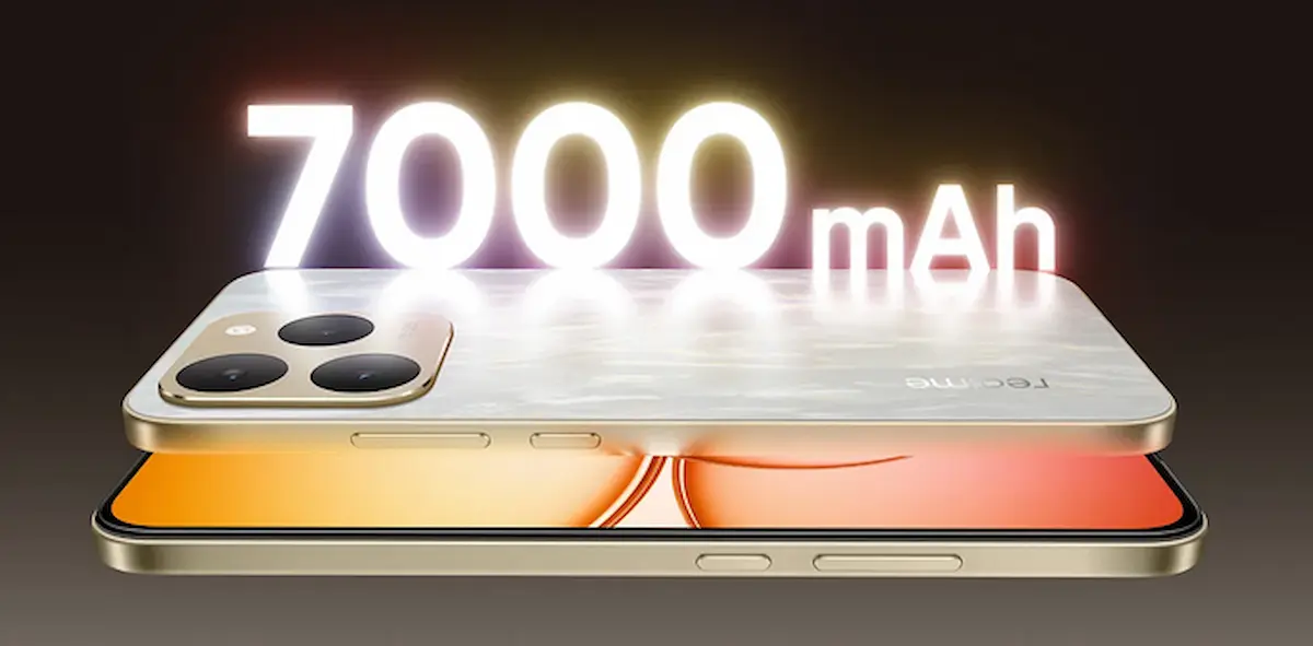 The Realme 15T comes with a massive 7000 mAh battery. The Realme 15T comes with a massive 7000 mAh battery.