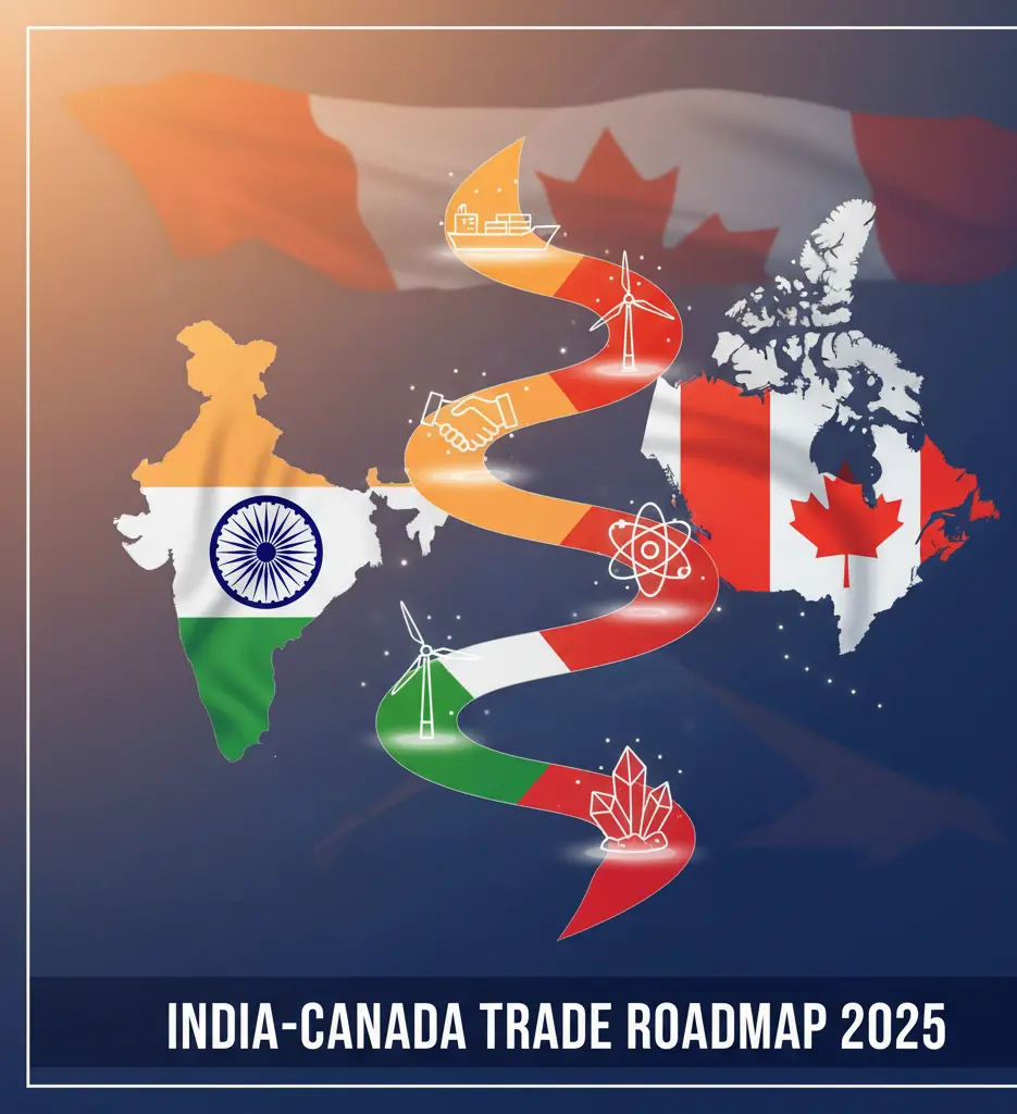 India and Canada flags symbolizing renewed trade partnership and cooperation roadmap.
