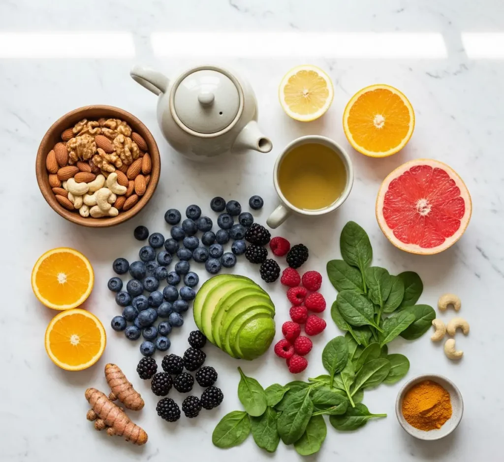 Healthy superfoods for glowing skin and anti-aging diet