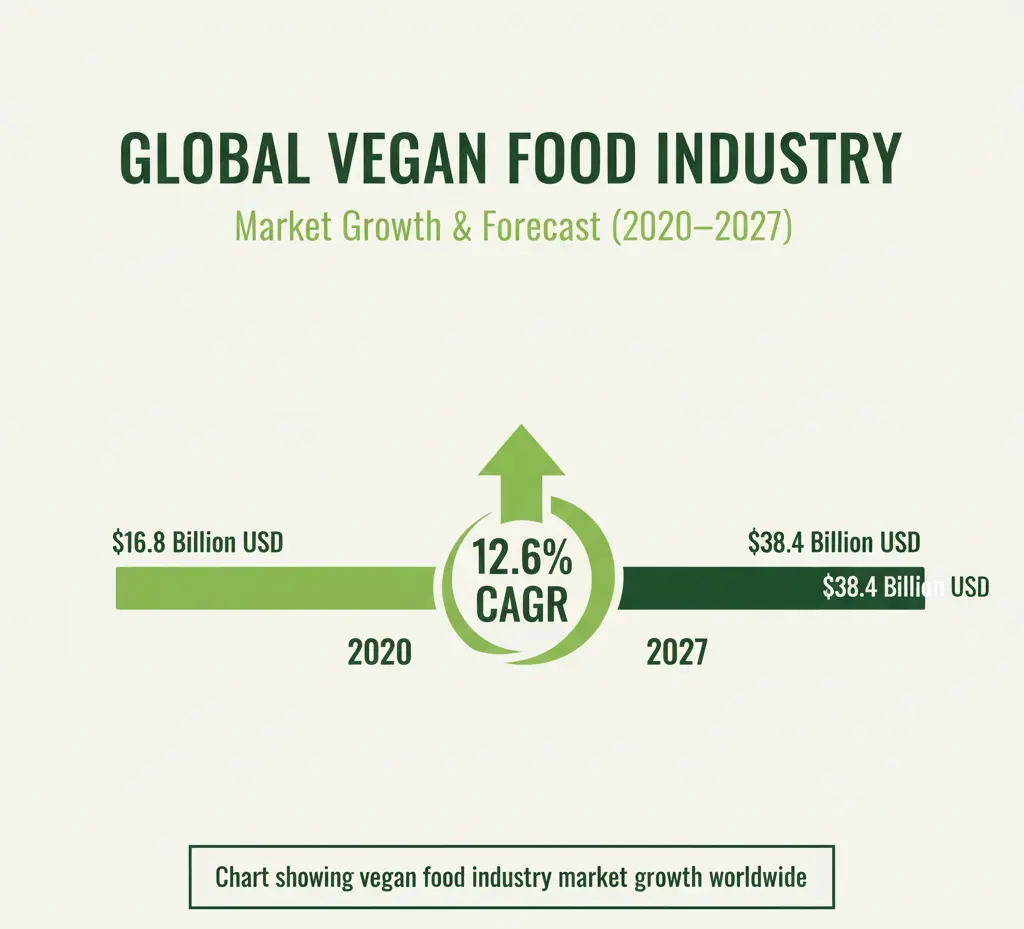 Chart showing vegan food industry market growth worldwide