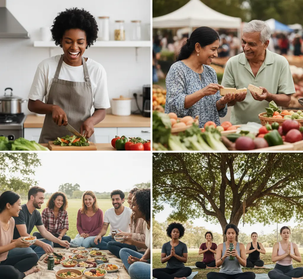 Vegan food community sharing plant-based meals and lifestyle