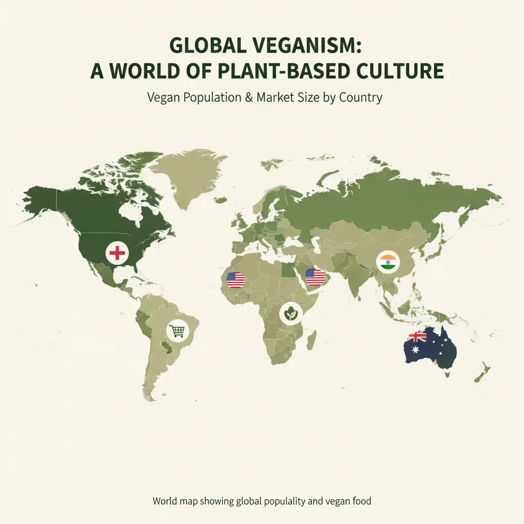 World map showing global popularity and adoption of vegan food